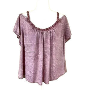 Altar’d State Rayon Blend Boho Cold Shoulder Celtic Batik Blouse Size M